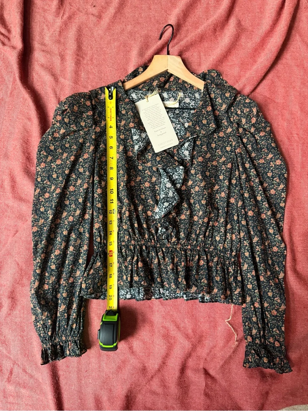 Christy Dawn Black Floral Ruffle V-Neck Blouse